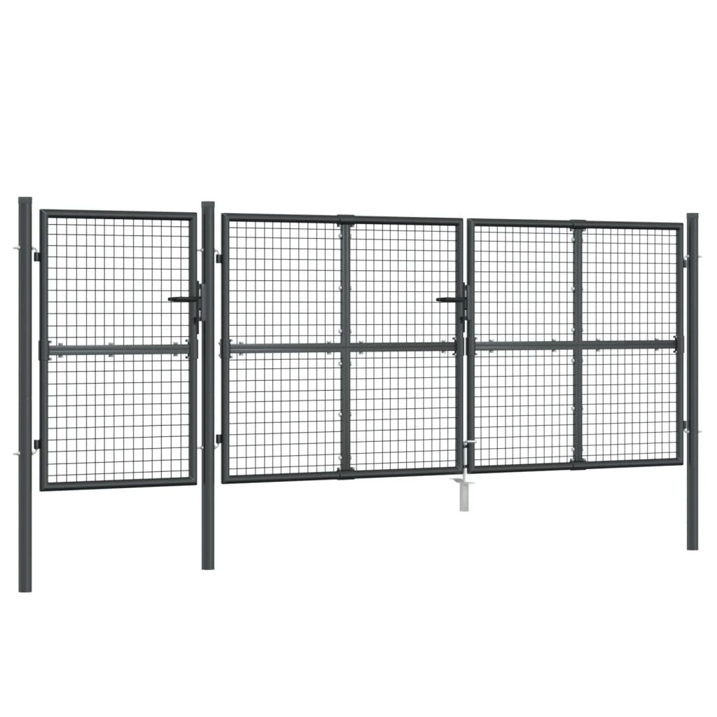 Cancello da Giardino Rete Antracite 400x175 cm Acciaio Zincato