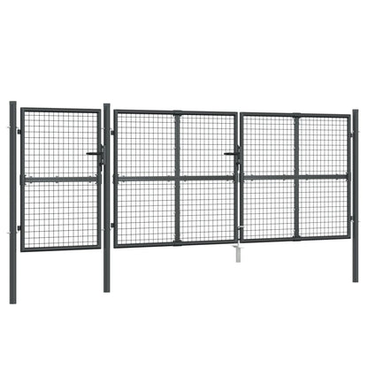 Cancello da Giardino Rete Antracite 400x175 cm Acciaio Zincato