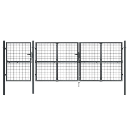 Cancello da Giardino Rete Antracite 400x175 cm Acciaio Zincato