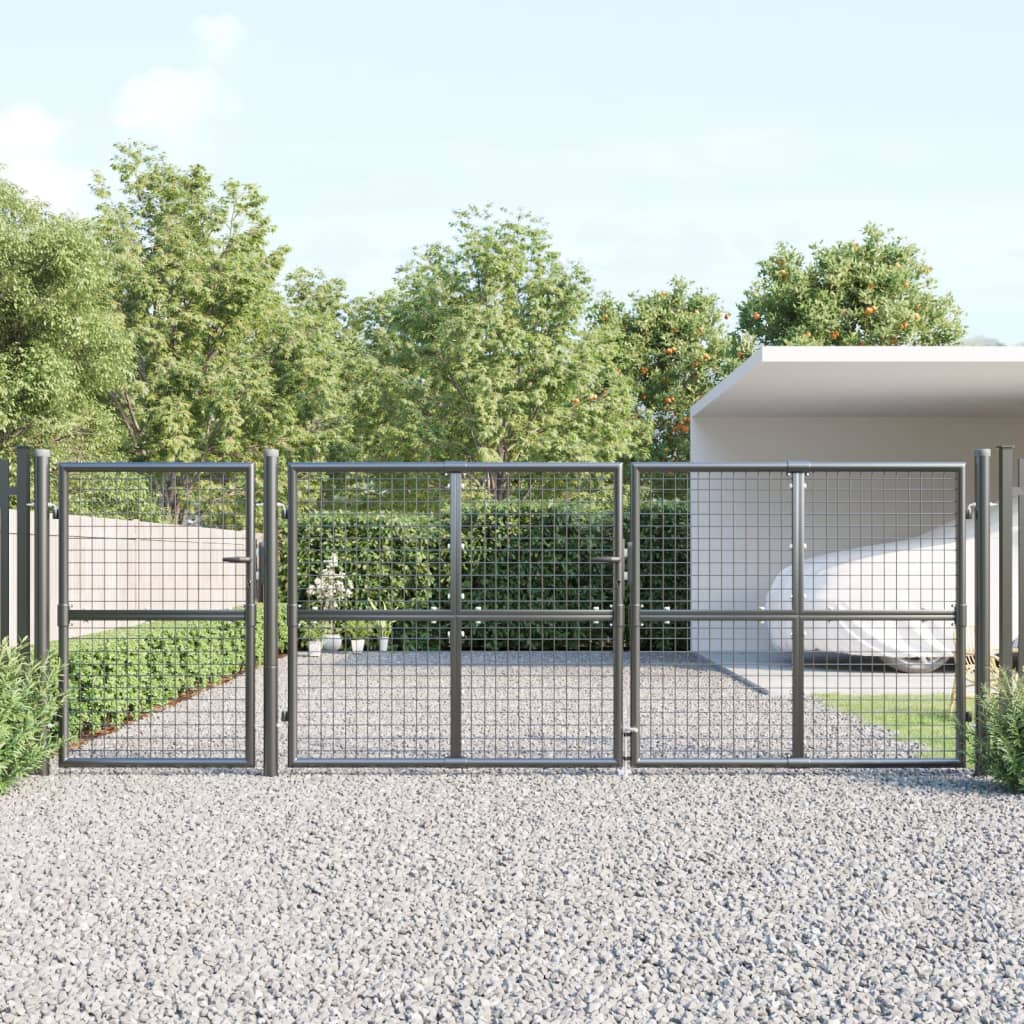 Cancello da Giardino Rete Antracite 400x175 cm Acciaio Zincato
