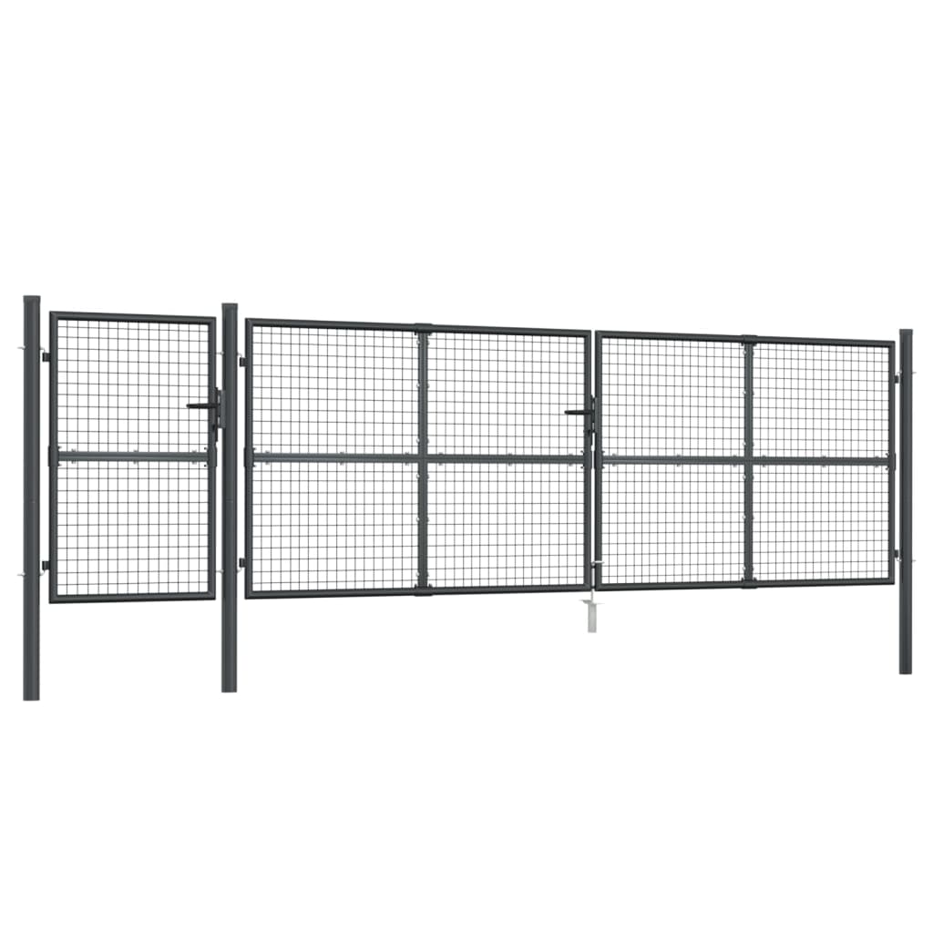 Cancello da Giardino Rete Antracite 500x175 cm Acciaio Zincato