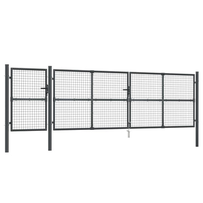 Cancello da Giardino Rete Antracite 500x175 cm Acciaio Zincato