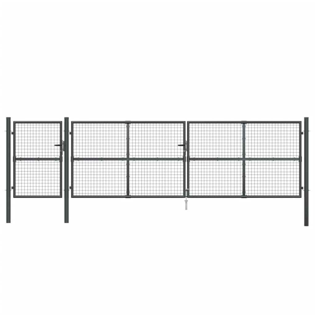 Cancello da Giardino Rete Antracite 500x175 cm Acciaio Zincato