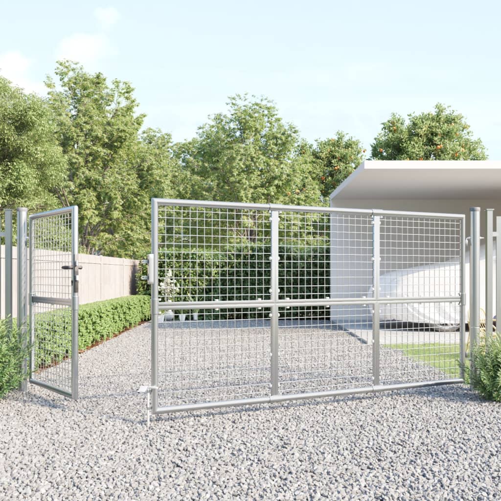 Cancello da Giardino in Rete Argento 350x175 cm Acciaio Zincato