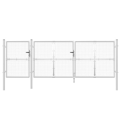 Cancello da Giardino in Rete Argento 400x175 cm Acciaio Zincato