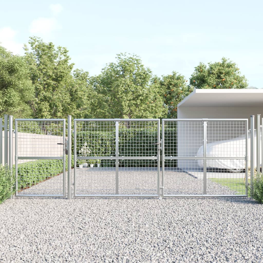 Cancello da Giardino in Rete Argento 400x175 cm Acciaio Zincato