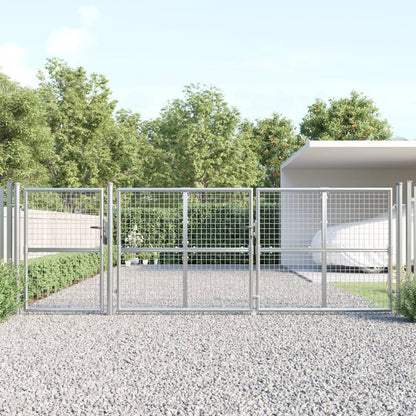Cancello da Giardino in Rete Argento 400x175 cm Acciaio Zincato