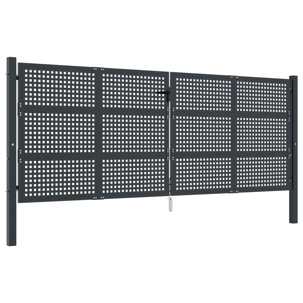 Cancello Giardino Antracite 400x125 cm in Acciaio