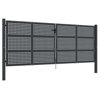 Cancello da Giardino Antracite 400x125 cm in Acciaio
