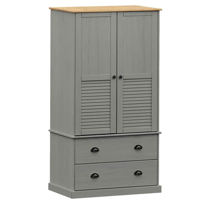 Armadio VIGO 90x55x170 cm in Legno Massello di Pino Grigio