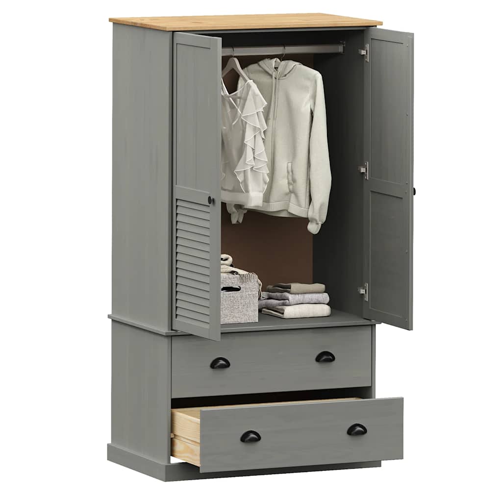 Armadio VIGO 90x55x170 cm in Legno Massello di Pino Grigio