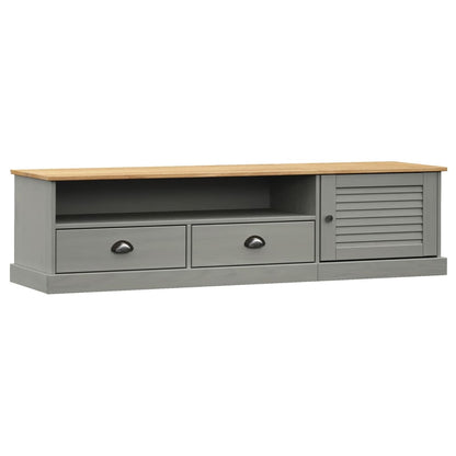 Mobile Porta TV VIGO Grigio 156x40x40 cm Legno Massello di Pino