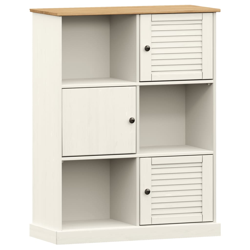 Libreria VIGO 90x35x114,5 cm in Legno Massello di Pino Bianco