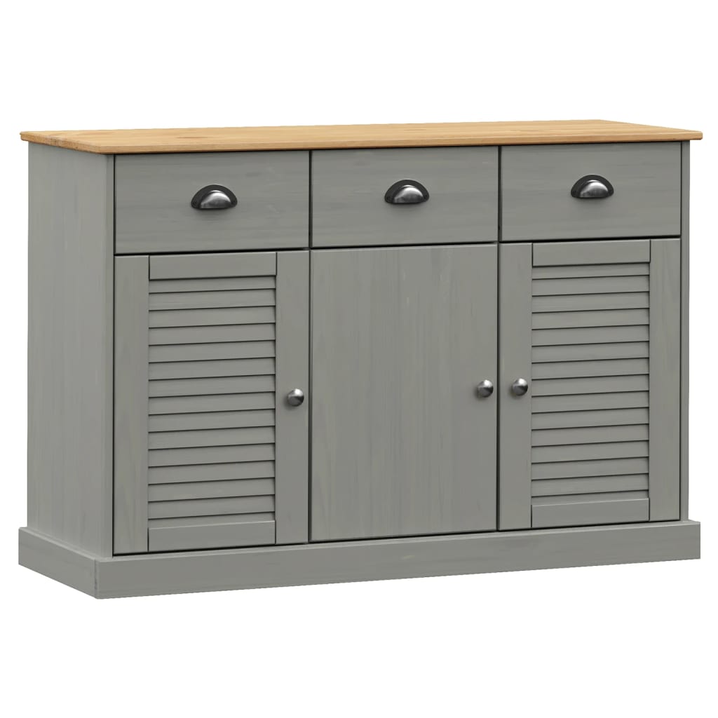 Credenza Cassetti VIGO 113x40x75 cm Legno Massello Pino Grigio
