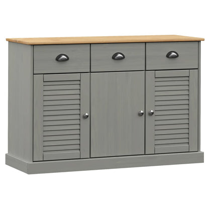 Credenza Cassetti VIGO 113x40x75 cm Legno Massello Pino Grigio