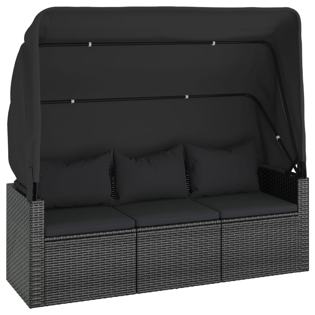 Set Divani da Giardino 4 pz con Cuscini Nero in Polyrattan