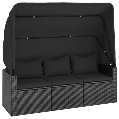 Set Divani da Giardino 4 pz con Cuscini Nero in Polyrattan