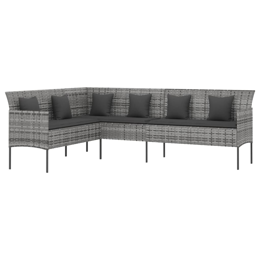 Set da Pranzo da Giardino 6 pz con Cuscini in Polyrattan Grigio