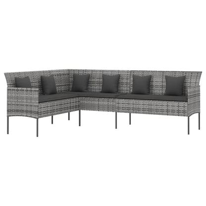 Set da Pranzo da Giardino 6 pz con Cuscini in Polyrattan Grigio