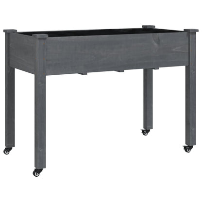 Fioriera Ruote e Fodera Grigia 118x59x80cm Legno Massello Abete