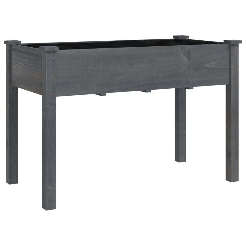 Fioriera Ruote e Fodera Grigia 118x59x80cm Legno Massello Abete