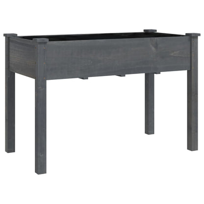 Fioriera Ruote e Fodera Grigia 118x59x80cm Legno Massello Abete