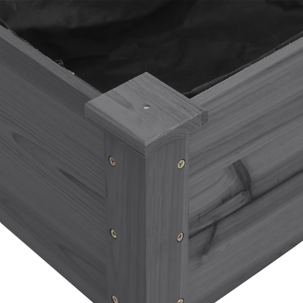 Fioriera Ruote e Fodera Grigia 118x59x80cm Legno Massello Abete