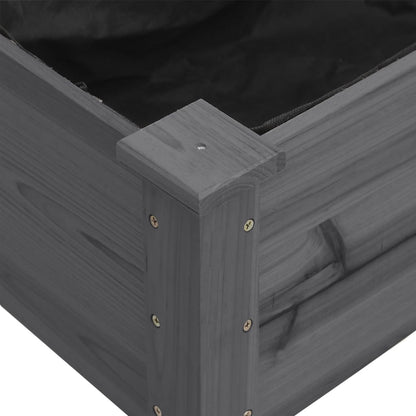 Fioriera Ruote e Fodera Grigia 118x59x80cm Legno Massello Abete