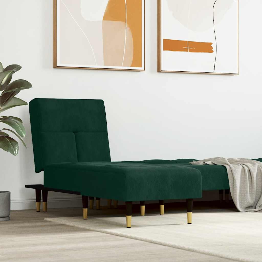 Chaise Longue in Velluto Verde Scuro