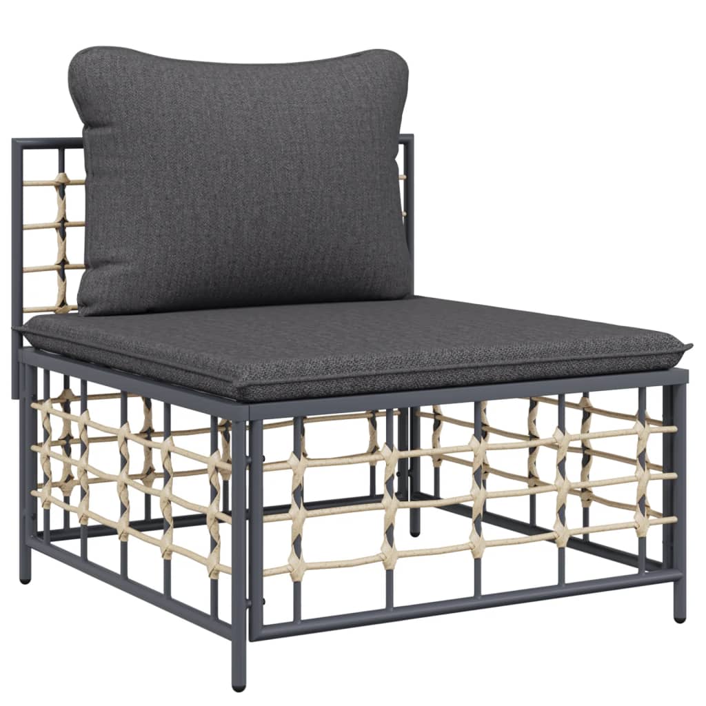 Set Divani da Giardino 9 pz con Cuscini Antracite in Polyrattan