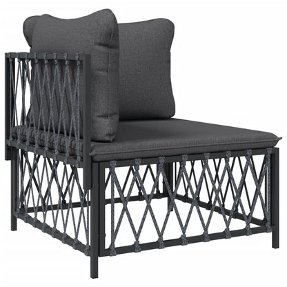Set Salotto da Giardino 2 pz con Cuscini in Acciaio Antracite