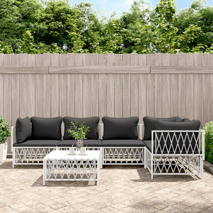 Set Salotto da Giardino 6 pz con Cuscini in Acciaio Bianco
