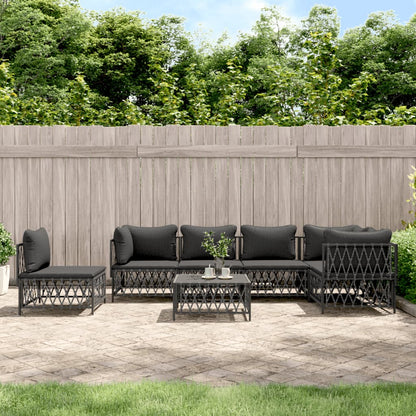 Set Salotto da Giardino 7 pz con Cuscini Antracite in Acciaio