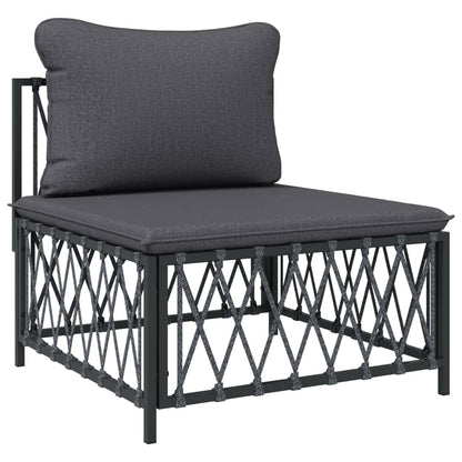 Set Salotto da Giardino 7 pz con Cuscini Antracite in Acciaio