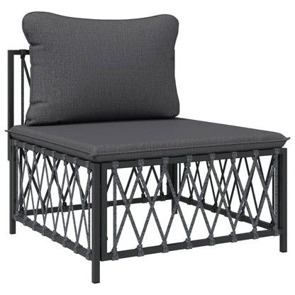 Set Salotto da Giardino 6 pz con Cuscini in Acciaio Antracite