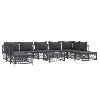 Set Salotto da Giardino 10 pz con Cuscini Antracite in Acciaio