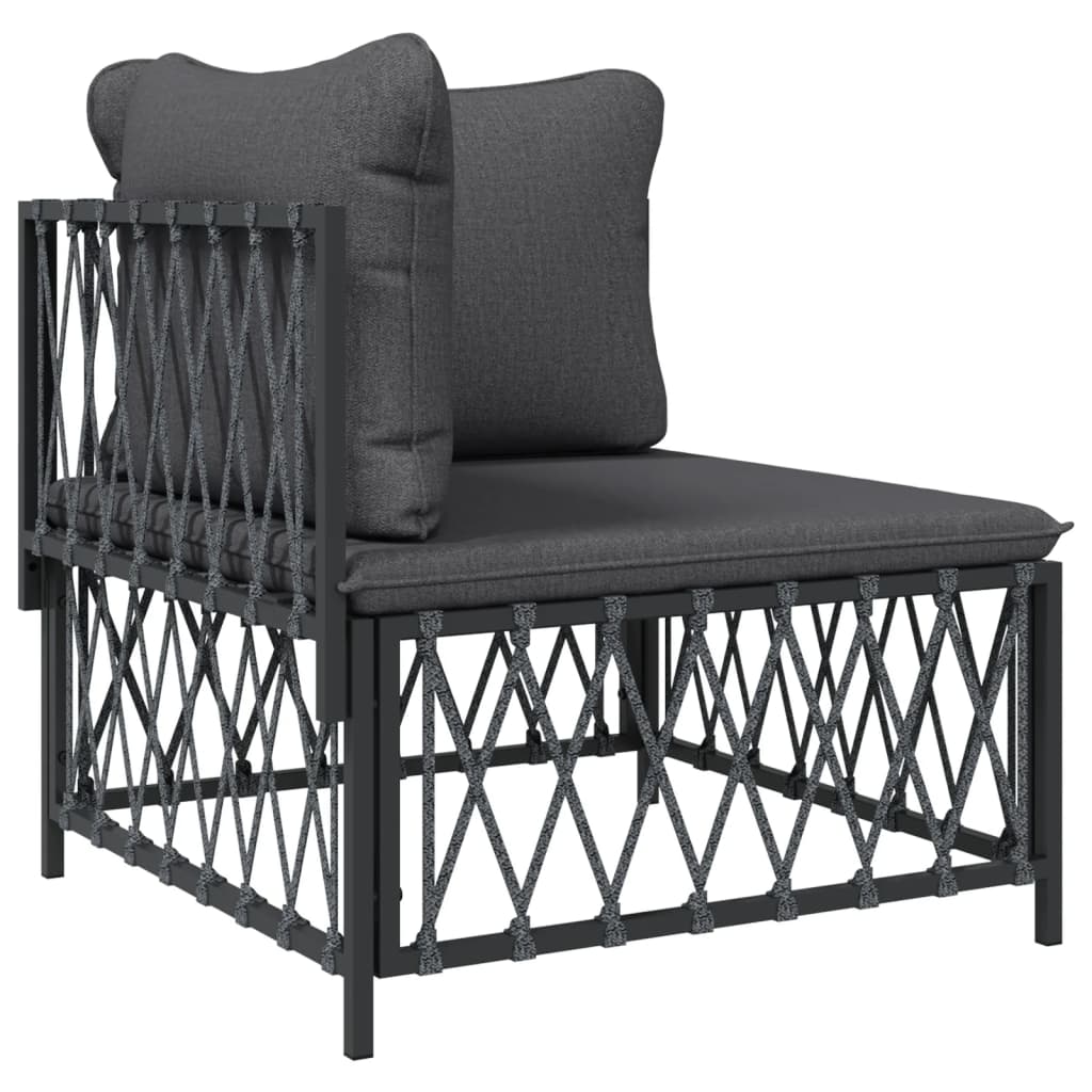 Set Salotto da Giardino 11 pz con Cuscini Antracite in Acciaio
