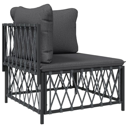 Set Salotto da Giardino 11 pz con Cuscini Antracite in Acciaio