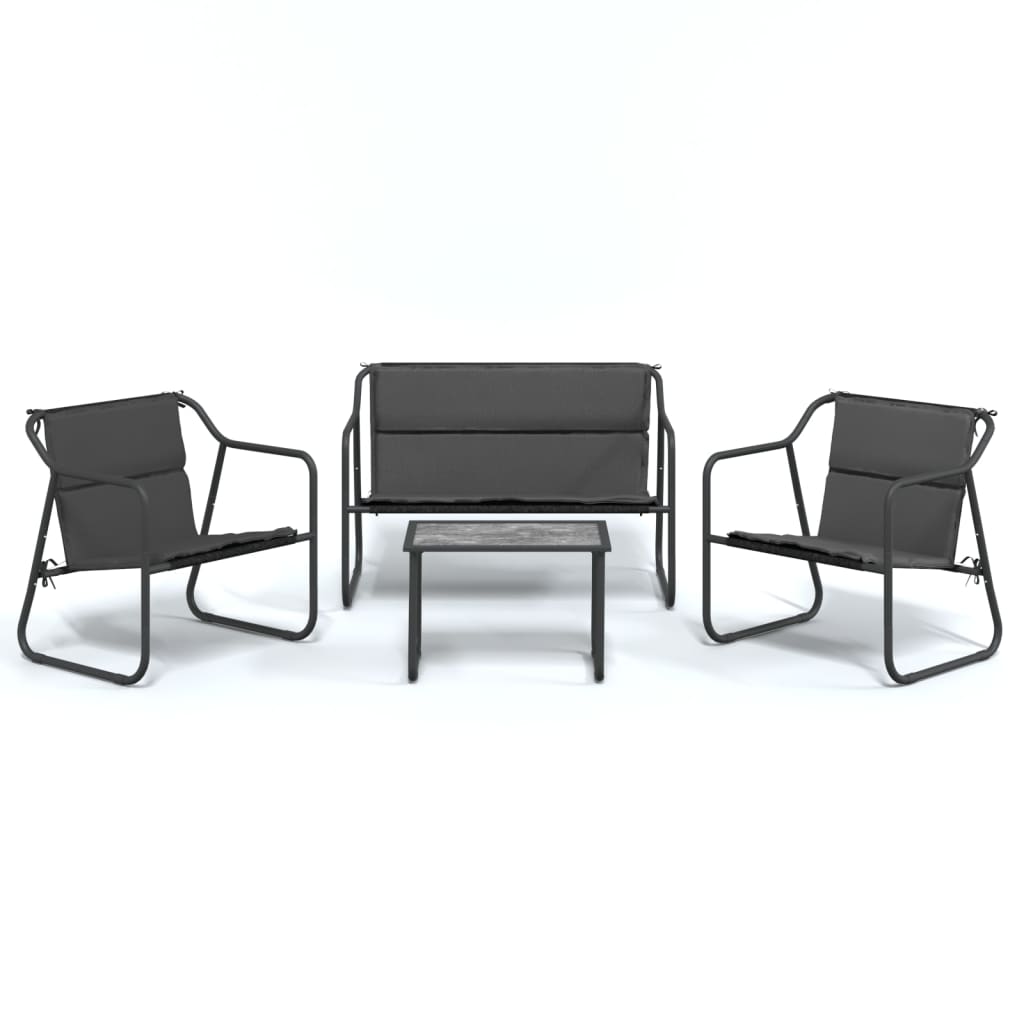 Set Salotto da Giardino 4 pz con Cuscini in Acciaio Antracite