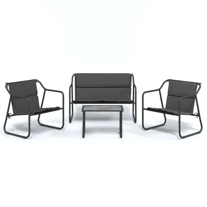 Set Salotto da Giardino 4 pz con Cuscini in Acciaio Antracite