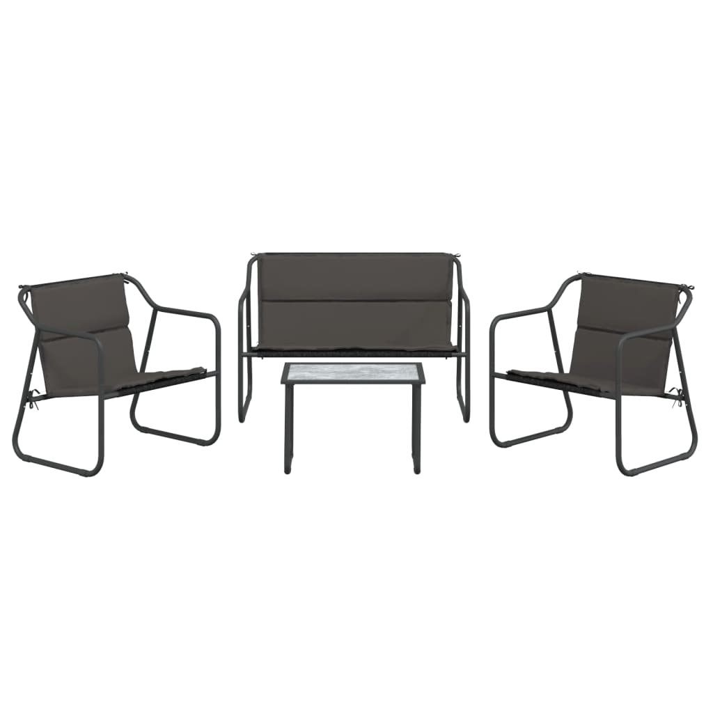 Set Salotto da Giardino 4 pz con Cuscini in Acciaio Antracite