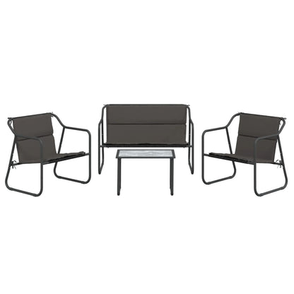 Set Salotto da Giardino 4 pz con Cuscini in Acciaio Antracite