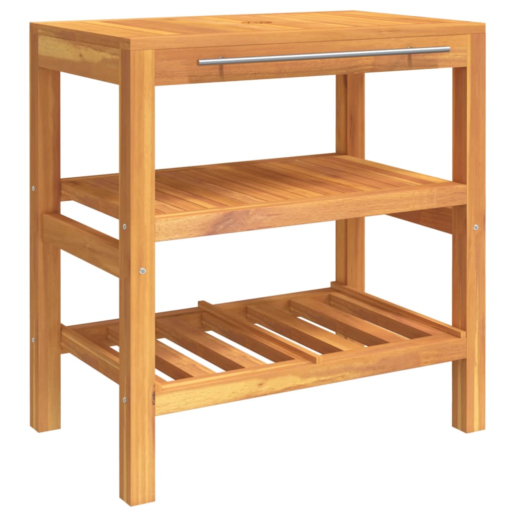 Mobile VanitÃ  da Bagno con 2 Mensole 74x45x75 cm Legno Massello
