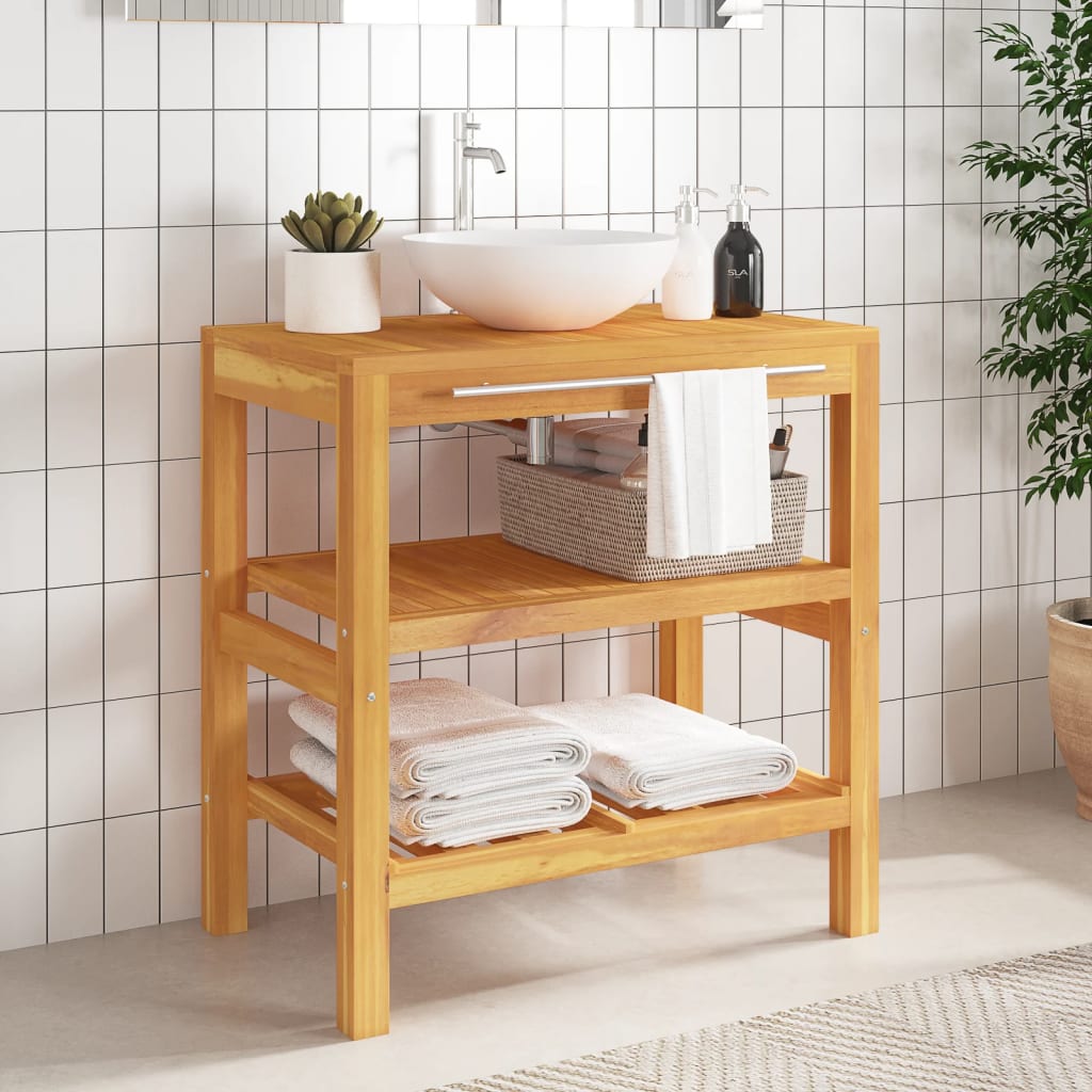 Mobile VanitÃ  da Bagno con 2 Mensole 74x45x75 cm Legno Massello