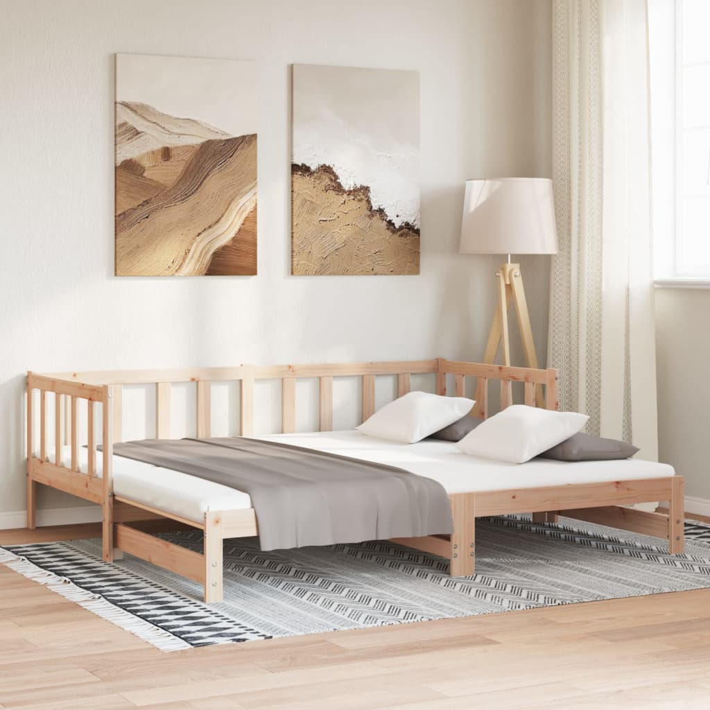 Dormeuse Estraibile 2x(90x200) cm Legno Massello di Pino