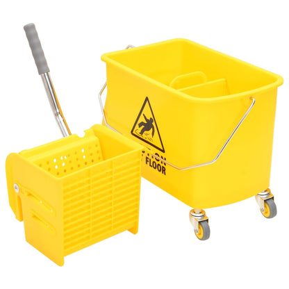 Secchio Mocio con Strizzatoio e Ruote Giallo 20 L Polipropilene