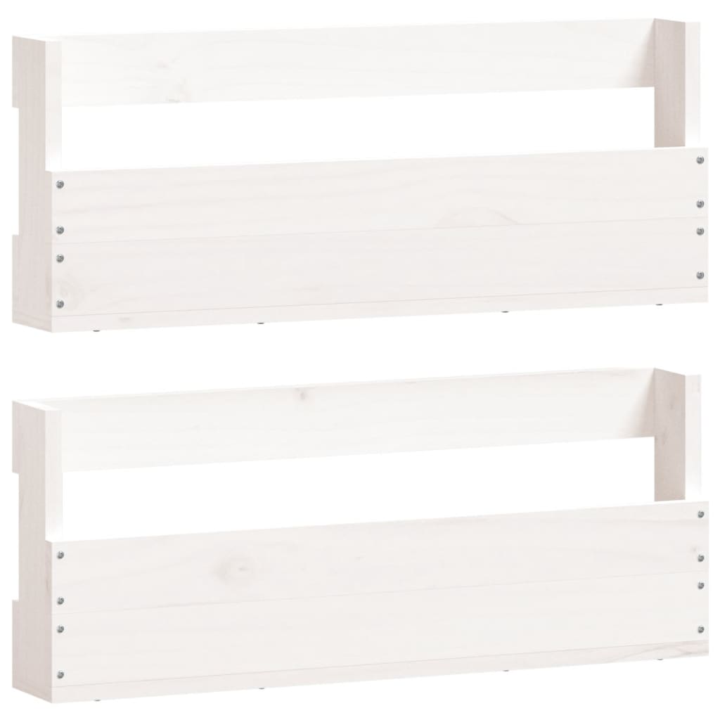 Scarpiere a Parete 2 pz Bianco 59x9x23cm Legno Massello di Pino