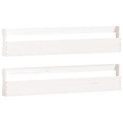 Scarpiere a Parete 2pz Bianco 110x9x23cm Legno Massello di Pino