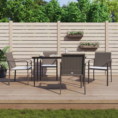 Set Pranzo da Giardino 5pz con Cuscini in Polyrattan e Acciaio