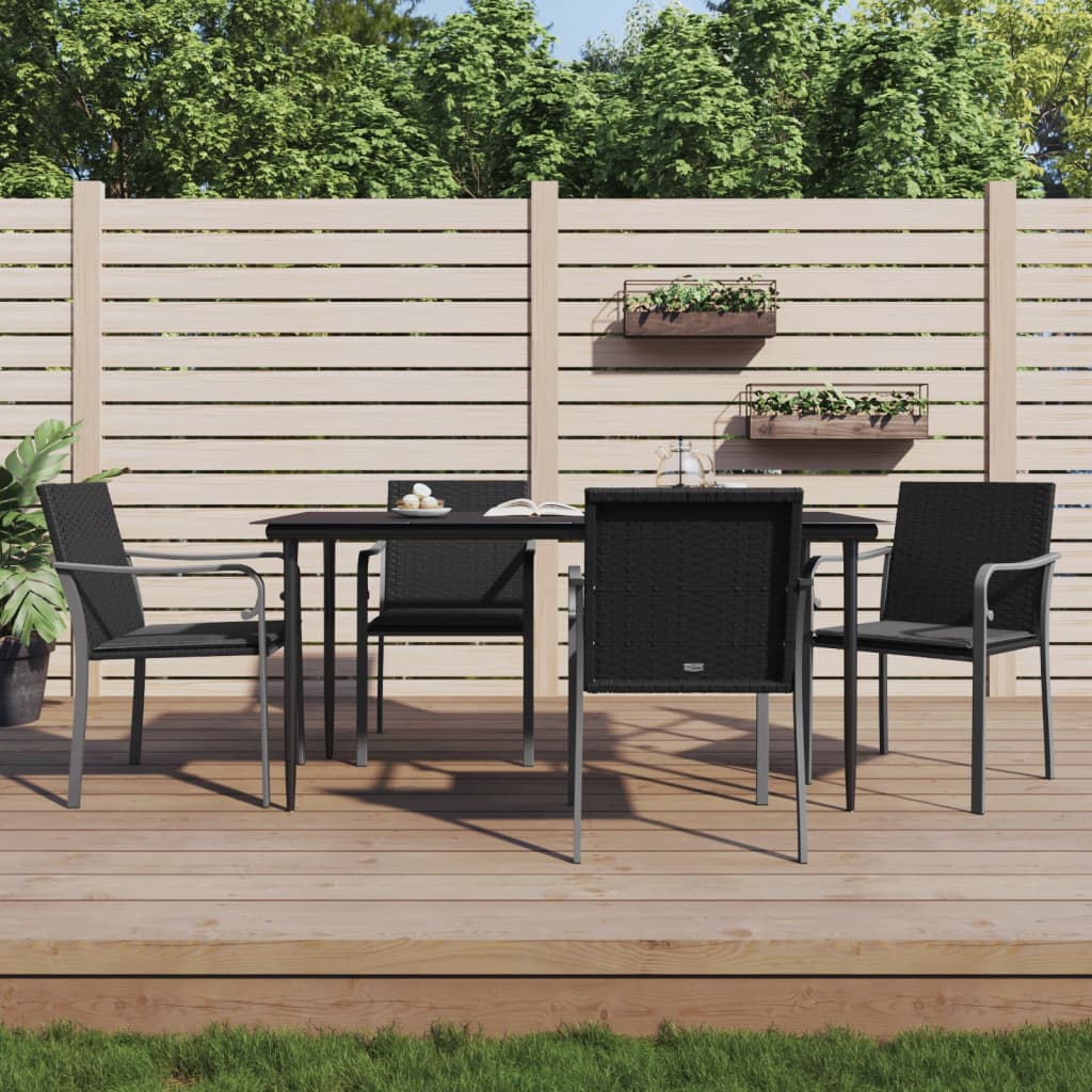Set Pranzo da Giardino 5pz con Cuscini in Polyrattan e Acciaio